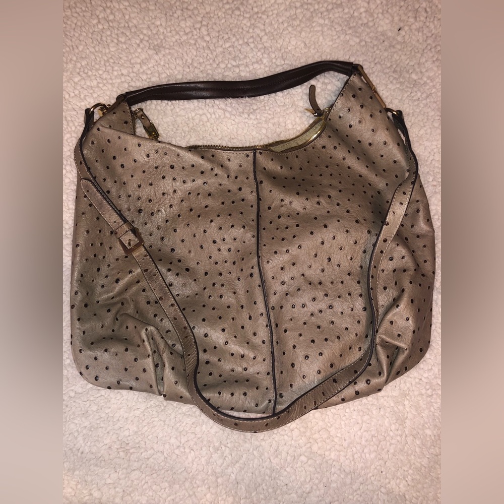 G.I.L.I. Ostrich Print Leather Hobo